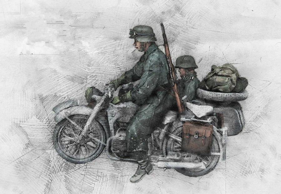 1/35 модельная фигурка из смолы комплекты мотоцикла Второй мировой войны (2 фигурки