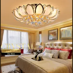 Dia.60cm Modern цветок лотоса потолочный светильник Роскошная обувь с украшением в виде кристаллов из золотистого металла потолочный светильник