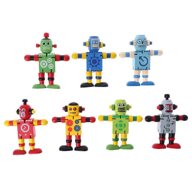 

Wooden Robot Wood Toys Children Kids Educational Robots Colorful Painting Funny Gifts Variant Changeable Toy Collection Crafts