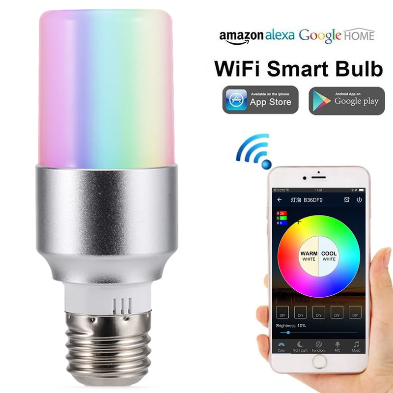 Многоцветный Wake-Up светильник s смарт-лампочка WiFi затемняемый Светодиодный светильник лампа приложение дистанционное управление работает с Alexa Google Home