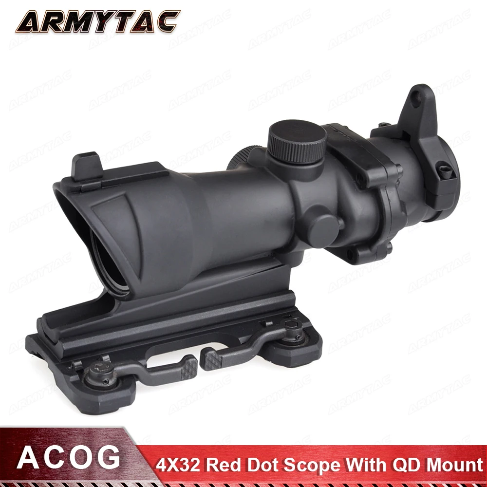 

Tactical Triji ACOG 4x32 Optical Rifle Scope Red Dot Iron optical Hunting Riflescope With Rail Mount