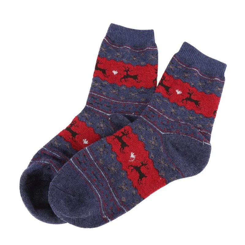 Носки с рождественскими оленями для мужчин и женщин, Повседневные вязаные шерстяные носки с мультяшным дизайном, мужские зимние теплые шорты, короткие носки, Meias Calcetines
