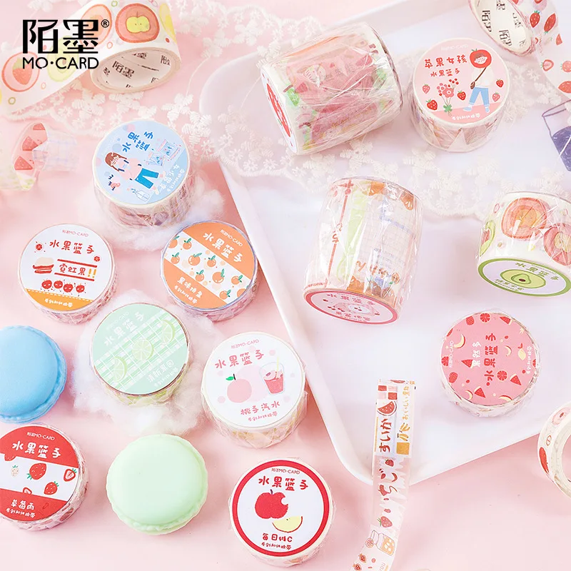 

10 pcs/lot DIY Japanese Paper Fruit basket series Decorative Adhesive Tape Cartoon Washi Tape/Masking Tape Stickers