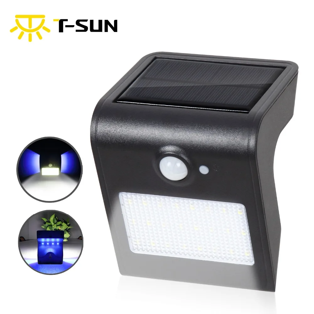 

T-SUNRISE Sensitive Light 6000K Plus Blue Light LED Solar Motion Sensor Wall Lamp Outside Wandlamp For Street Yard Path Garden