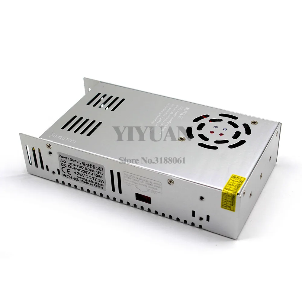 DC28V 17.2A 480 Вт Led Питание трансформатор водителя 110 В 220 В AC к DC 28 В Мощность адаптер для светодиодные лампы Газа ЧПУ CCTV Степпер