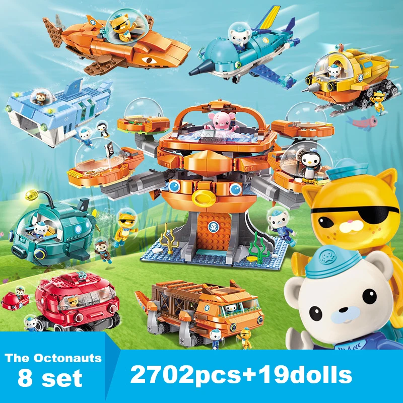 

8 Sets Creator Octopus Octonauts GUP base pod Ship submarine Cartoon Building Blocks Models Kids Toy Compatible LeGOINGS gifts