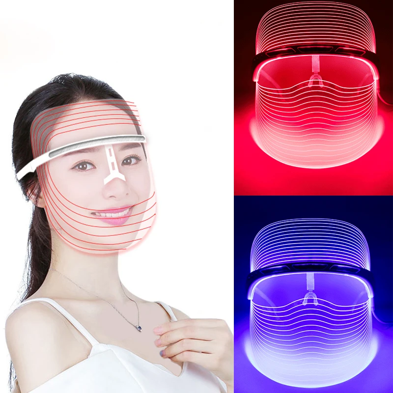 Электрический 3 цвета светодиодный маска для лица USB Приспособления для красоты фототерапии красные, синие желтый светильник уменьшает поры омоложения кожи Уход за ногами