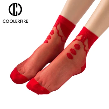 

1 Pair Of Fashion Ultra-thin Transparent Crystal Glass Silk Anti-slip Sole Massage Moisture Ladies Socks WD005