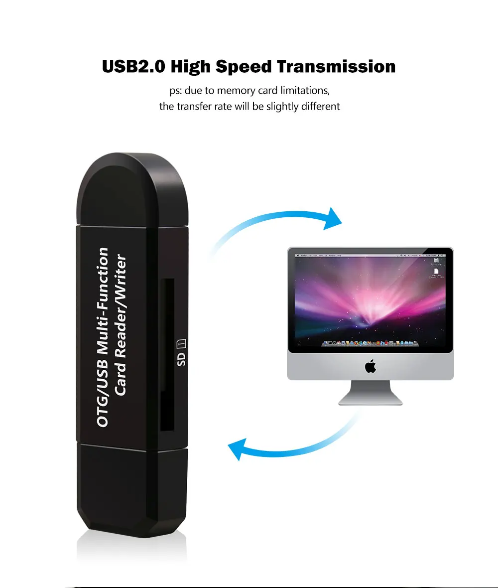 Nuiflash карты памяти устройство для чтения Micro USB OTG к USB 2,0 адаптер SD кард-ридер для Android телефона планшета ПК