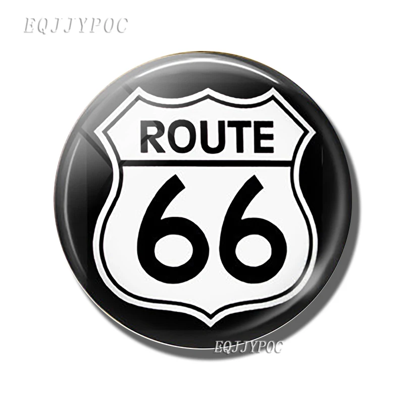 

Route 66 Sign Fridge Magnet 30mm 50mm Glass Cabochon Magnetic Refrigerator Stickers Note Holder Home Decor Travel Gifts