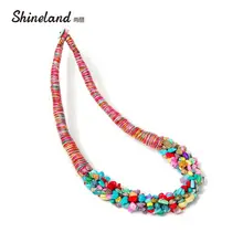 Shineland Лидер продаж ювелирные изделия в стиле "Бохо" для женщин Мульти-цвет натуральный камень колье воротник ожерелье пляжи подарок колье Модная бижутерия