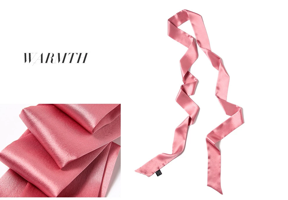 Сверхдлинный 195 см* 5 см Чистый цвет натуральный шелковый маленький шарф для Женская Косынка завязанная сумка лента узкие шарфы-повязки для головы