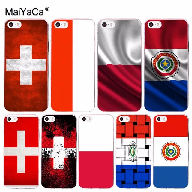 

MaiYaCa National Flag Poland Switzerland Paraguay for iPhone 4S 5S 6S 7 X XR XS MAX Phone Cases transparent Soft TPU Cover Cases