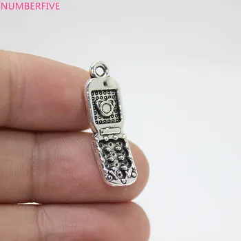 

25pcs-- 9x27mm antique silver tone Mobile phone Charms pendant