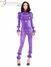 High Quality Halloween Carnival Party Purple Long Sleeves Latex Catsuit Zentai Suit