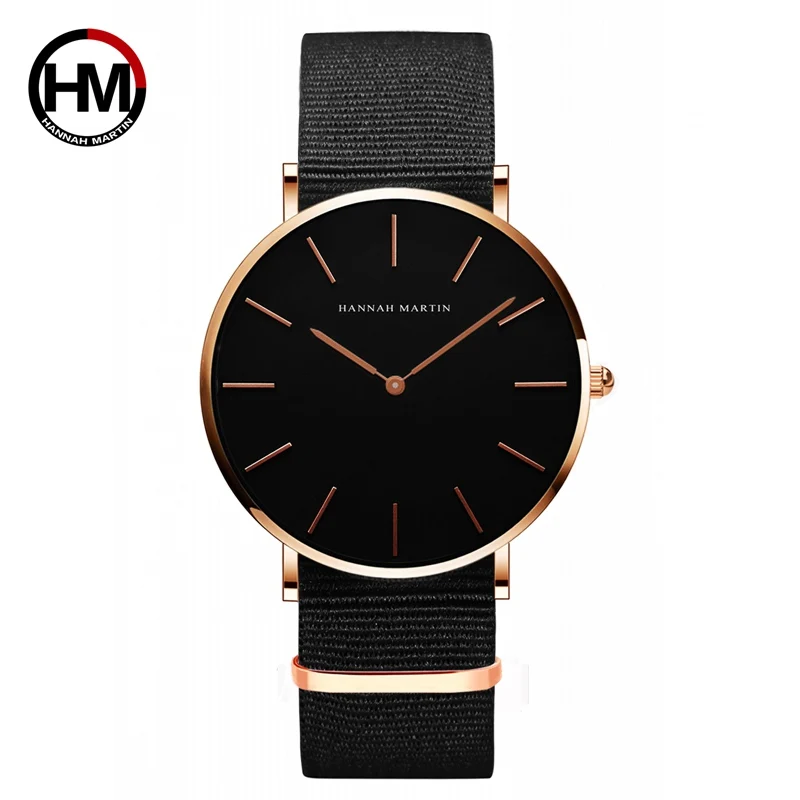 

Hannah Martin Fashion women Nylon Fabric watch sport thin wrist Canvas quartz dress wrist watches for Ladies