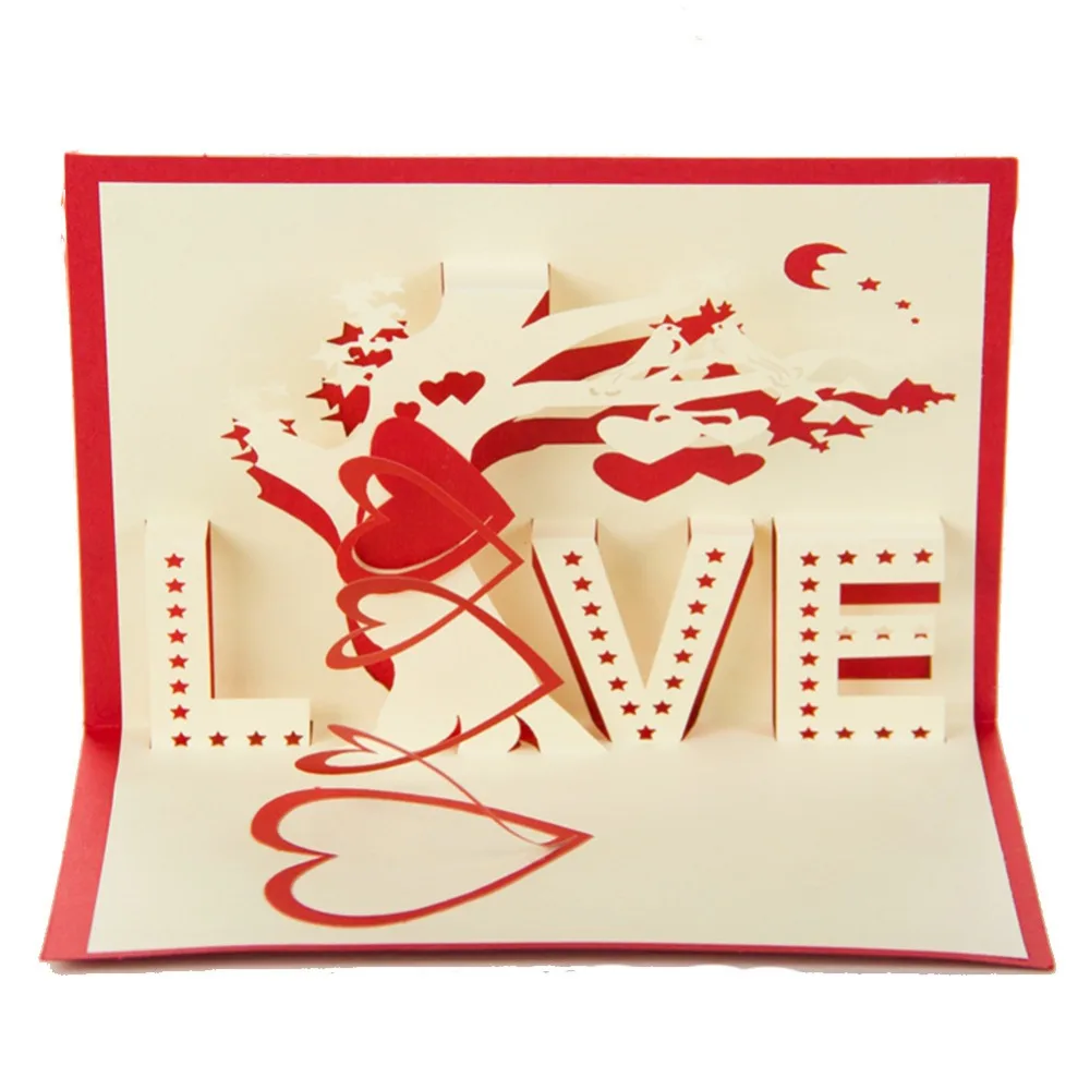 Buy Valentine's Day 3D Laser Cut Pop Up Paper Handmade