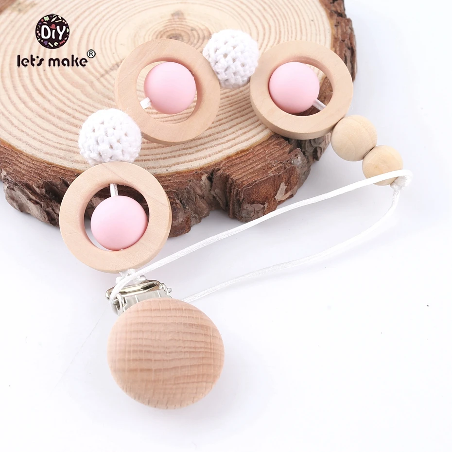 Let's make Silicone Can Chew Beads Handmade Nursing Pacifier Clip Chains Crochet Beads Making Baby Shower Gifts Wooden Teethers