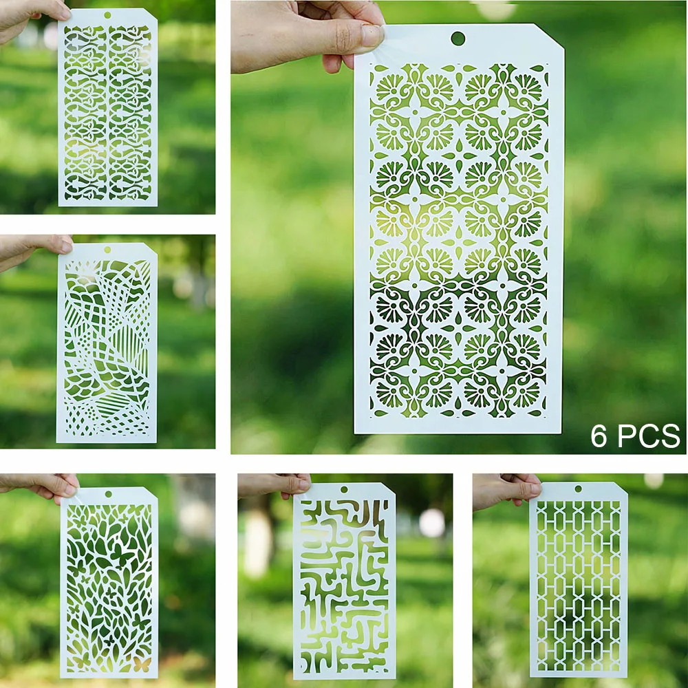 

6 PCS 12*24 cm Seamless Stencil for Scrapbooking Painting album Paper Card Making Craft Decorative Embossing Template