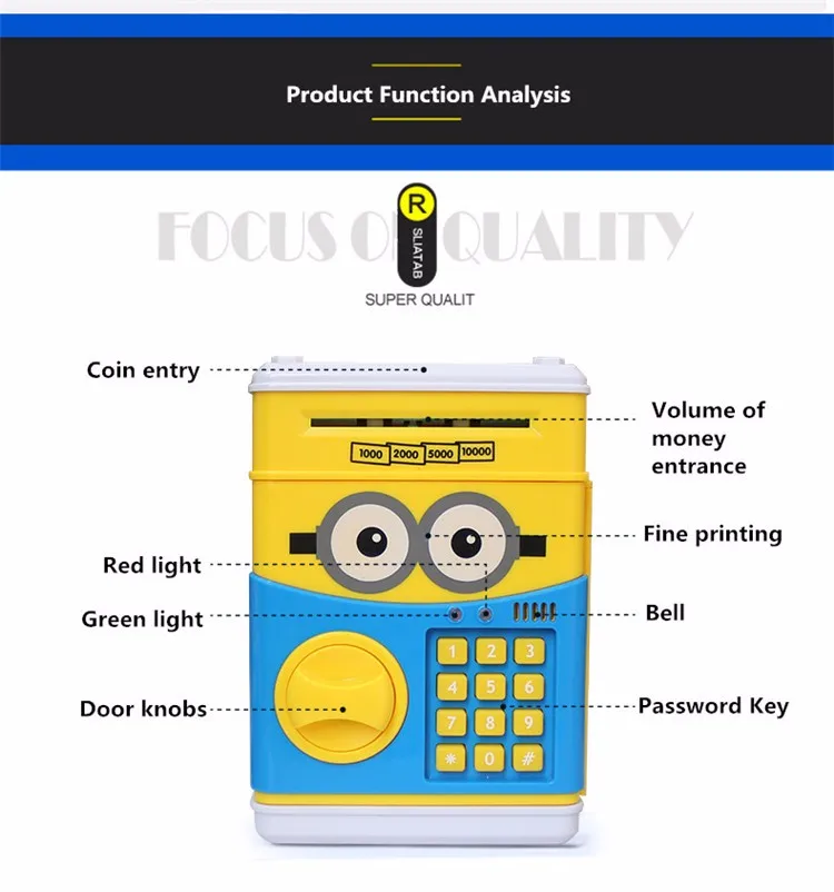 Милый мультяшный Банкомат копилка Миньоны Копилка безопасные замки панда умная Голосовая подсказка копилка