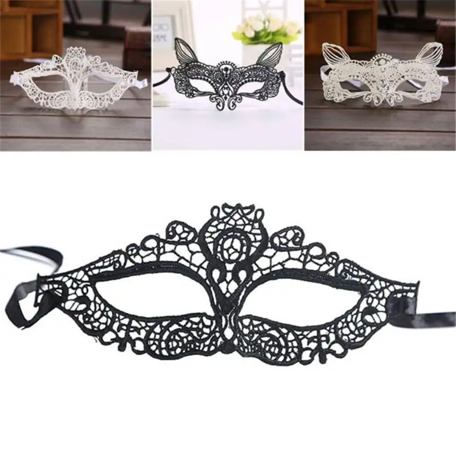 

Masque Halloween Masquerade Sexy Lady Black White Lace Mask hollow out Catwoman Drop Shipping WillBeen Aug9