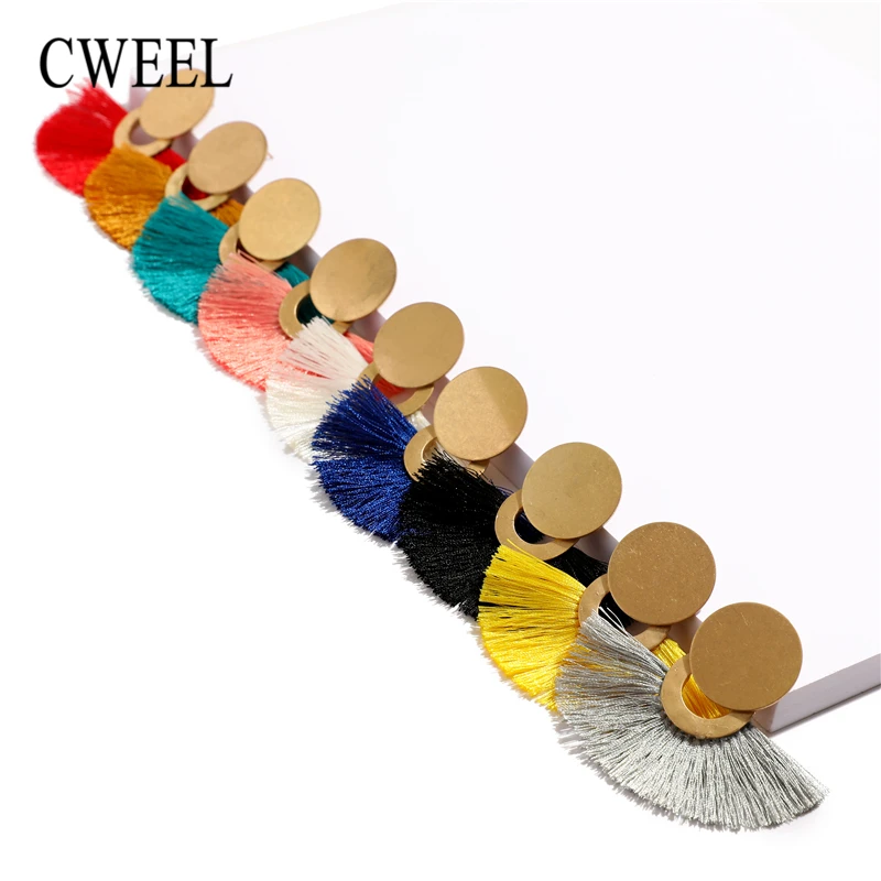 CWEEL модные серьги для женщин с кисточками женские 2019 Бохо эффектные круглые