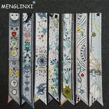 New Design Skinny Scarf Constellation Print Women Silk Scarf Small Handle Bag Ribbons Female Head Scarves  Wraps For Ladies