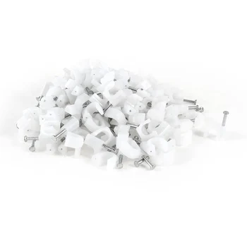 

200 Pcs 6mm Diameter Electric Cable White Plastic Circle Nail Clips