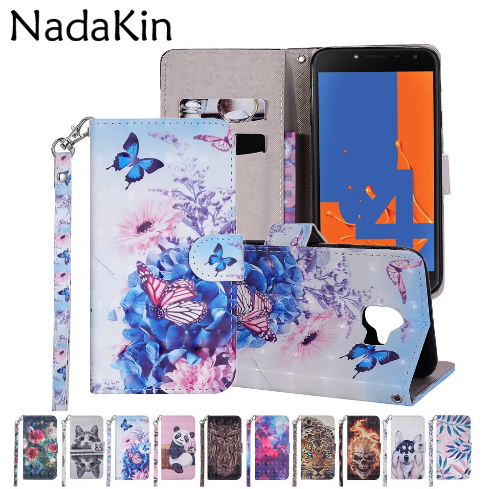 

3D Painted Case for Samsung J2 Pro J3 J4 J5 J6 J7 J8 2016 2017 2018 Flip Book Cover Leather Wallet Holders Credit Card Slots