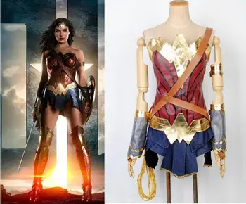 

Adult Diana Cosplay Crown Top Skirt Belt Bracer Lasso of Truth 10Pcs Set Halloween Superhero Cosplay Costumes