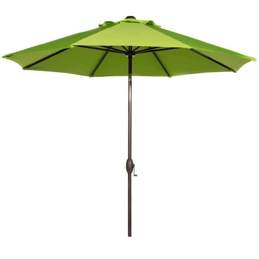 Abba Patio 9' Fabric Aluminum Patio Umbrella with Auto Tilt and Crank Alu 8 Ribs Green