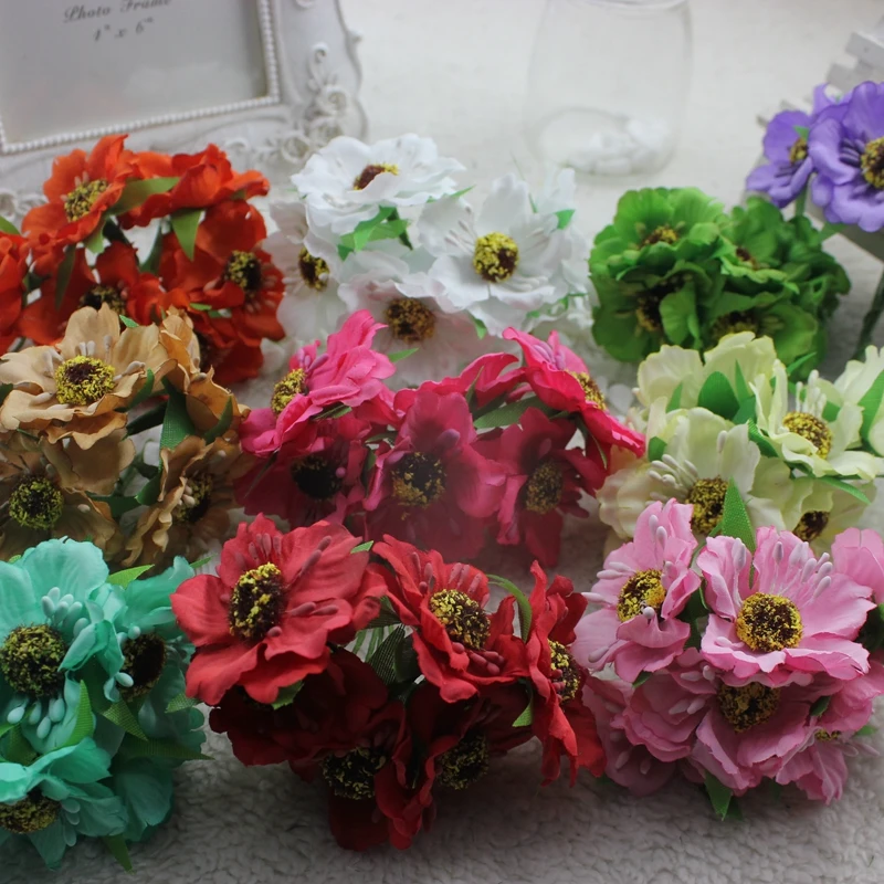 

144 Unit lot 3.5cm Plastic Festive Wedding Party Supplies Car Decoration Artificial Simulation Cherry Blossom Handmade Flowers