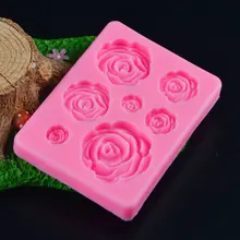 Желе Форма из жидкого силикона ручной работы мыло инструмент для выпечки Плесень Торт кухня семь мини-розы узор сахарный торт плесень