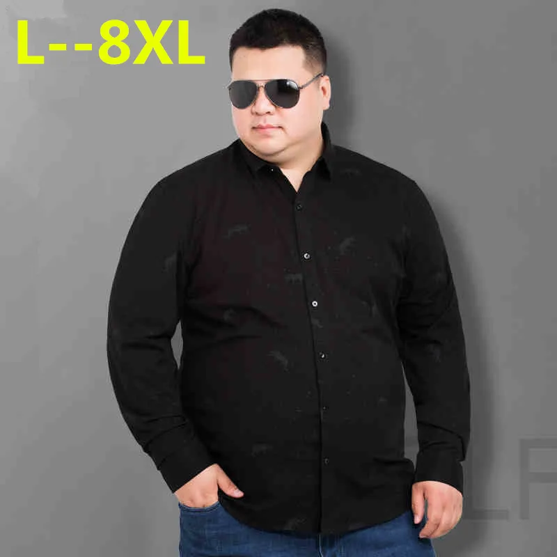 Плюс 8XL 6XL 5XL Новая Осенняя Модная брендовая мужская одежда Slim Fit Мужская рубашка с длинными рукавами Мужская Повседневная рубашка в горошек