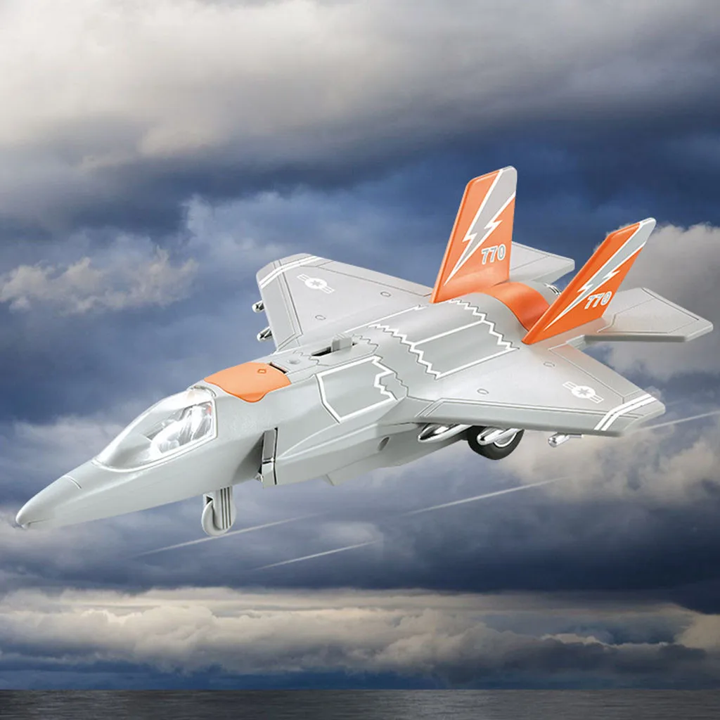 

Airplane Toy Children Wooden Aircraft Model Diecast Inertia Pull Back Light Music Planes Model Educational Birthday gift k506