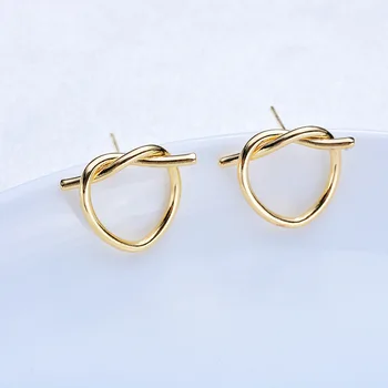 

(138) 6PCS 15x18MM 24K Gold Color Plated Bow Heart Stud Earrings with 925 Silver pins High Quality DIY Jewelry Making Findings