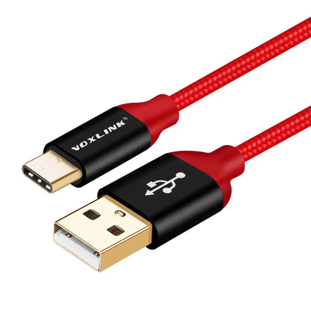 VOXLINK нейлоновый Плетеный USB кабель TypeC кабель для samsung S10 S9 S8 Galaxy для huawei LG htc 10 Macbook Xiaomi Mi8 a1зарядный шнур - Цвет: Red