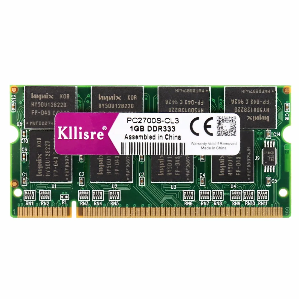 Kllisre DDR 1 ГБ ОЗУ PC2700 DDR333 200Pin Sodimm памяти ноутбука DDR1 | Компьютеры и офис