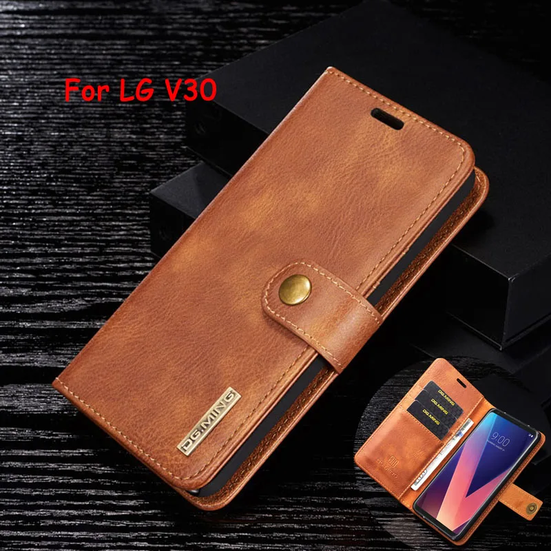 

DG Ming Flip Case Luxury Genuine Leather Multi Folded Wallet Cover For LG V30 Coque Magnetic Hand Bag Case 2 in 1 Fundas 6 inch