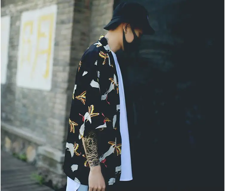 Мужское кимоно, дизайнерская крутая японская одежда, мужская уличная одежда, повседневная верхняя одежда, куртки harajuku, кардиган, верхняя одежда
