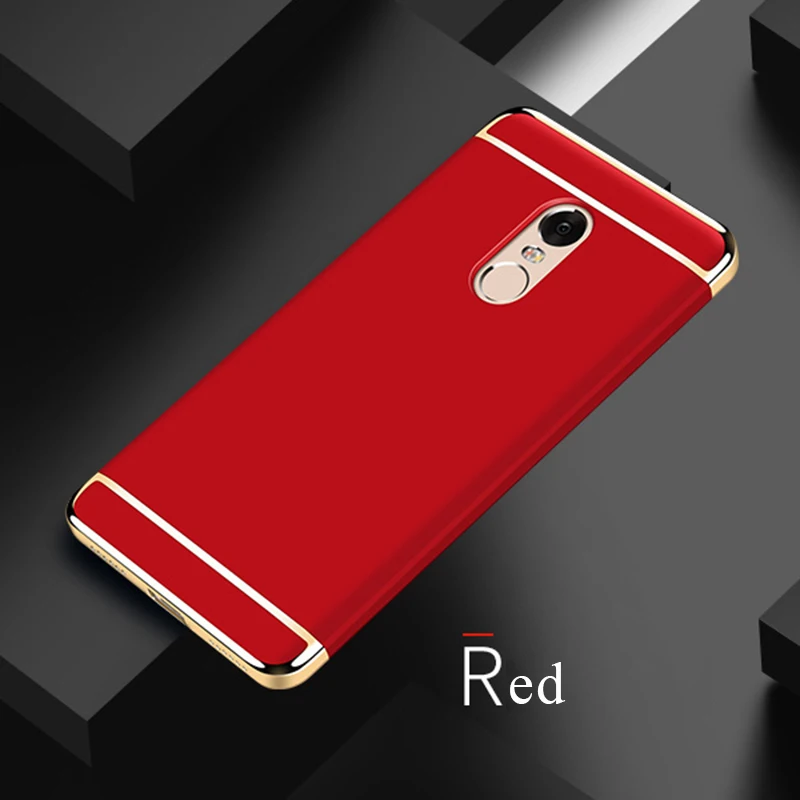 3 в 1 Жесткий ПК чехол с металлическим эффектом для спортивной камеры Xiao mi Red mi 5 Plus 4A 6A S2 Note 4 4X 5A 5 6 7 Pro mi A1 5X A2 6X6 8 9 Lite SE F1 Роскошный чехол - Цвет: Red