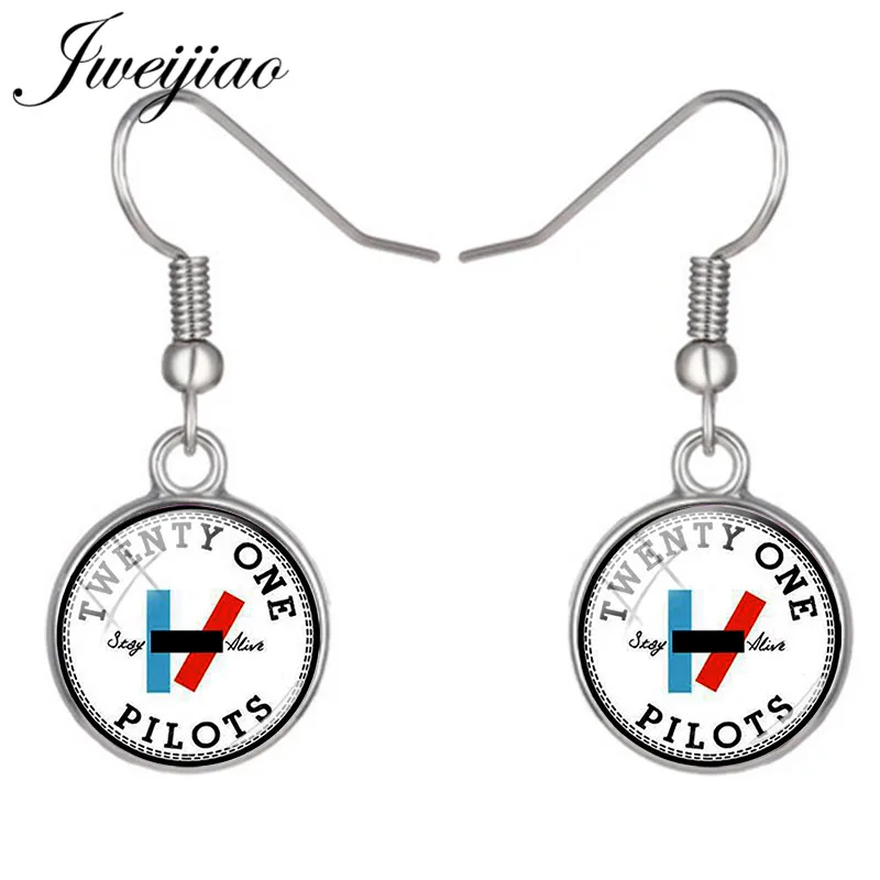 

JWEIJIAO Twenty One Pilots 4 Music Band Dangle Earrings Skeleton Art Picture Glass Cabochon Drop Earrings Party Jewelry H265