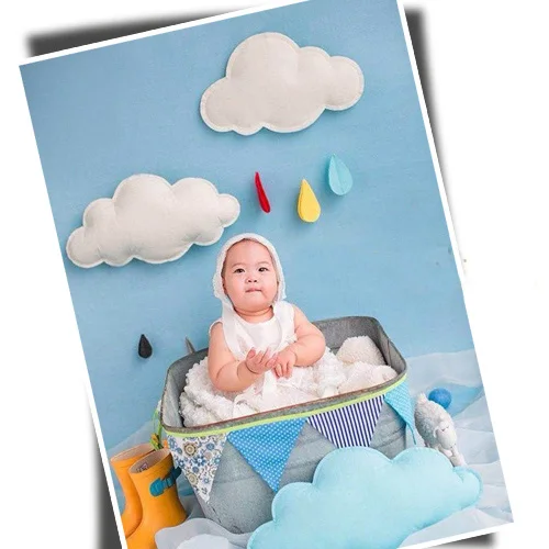 Фото Реквизит для фотосъемки новорожденных с облаками и каплями аксессуары девочек