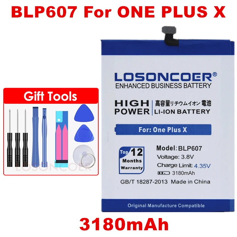 

LOSONCOER 3180mAh BLP607 For Oneplus X One Plus X Mobile Phone Battery+Tracking Number