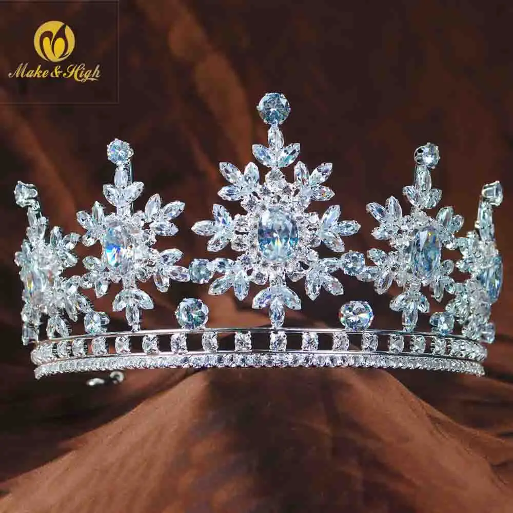 Handmade Women Crystal Tiaras and Crowns Snowflake Rhinestones Headpiece Bridal Wedding Prom Headband Hair Accessories | Украшения и