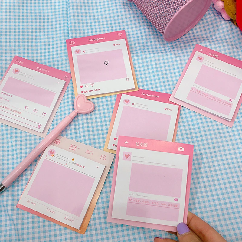

Kawaii Pink ins Memo Pads Sticky Notes Cute Girl Gift Notepad Office&School Supplies Stationery