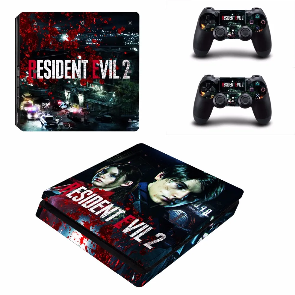 

PS4 Slim Skin Sticker For PlayStation 4 Console and 2 Controllers PS4 Slim Skin Sticker Decal Vinyl - Resident Evil 2 Remake