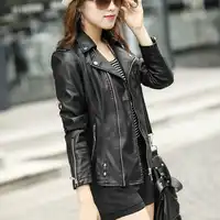 Frauen Leder Jacke Motorrad Leder Jacke Schwarze Dünne Hohe Qualität PU Leder Jacke Frauen Mantel Veste Cuir XXXL XXXXL XXXXXL