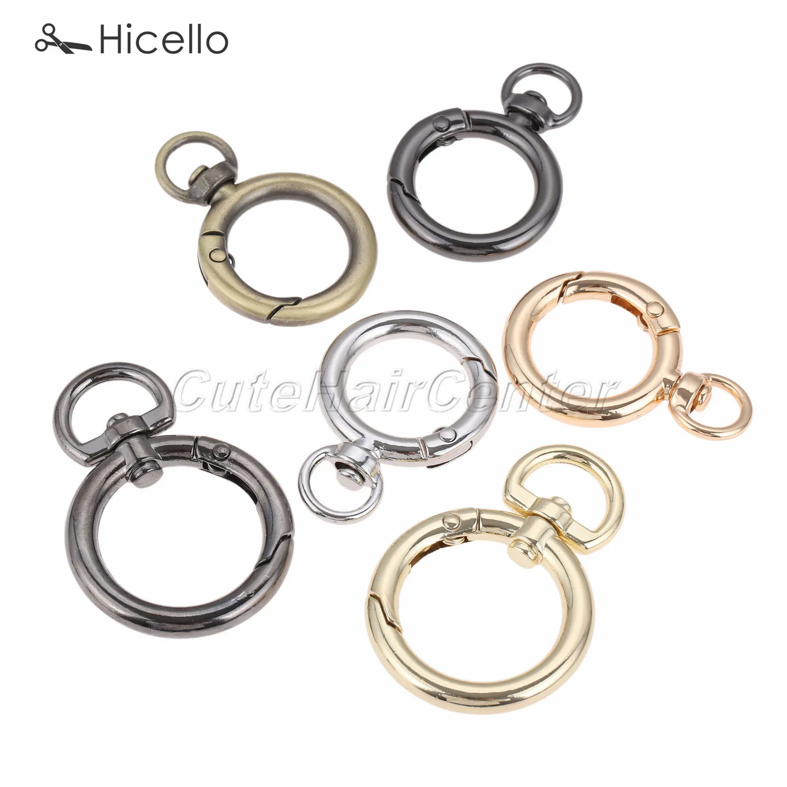 

1pc Spring Ring Metal 19mm 25mm Hook Snap Clip Bag Buckle O Round Handbag Trigger Key ring DIY Gold Silver Black Bronze Hicello