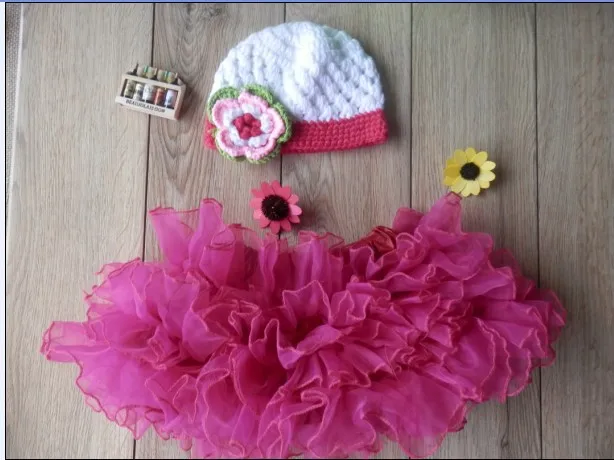 Детские Одежда для девочек цветы шляпа+ юбка новорожденных Вязание ручной фотографии Prop
